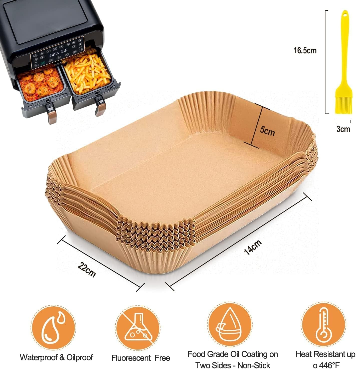 130PC Air Fryer Liners, Ninja Air Fryer Liners for Ninja Air Fryer Dual, Disposable Air Fryer Accessories Paper Liners for Ninja AF300UK AF400UK, Salter, Tower and Other Dual Zone Air Fryer
