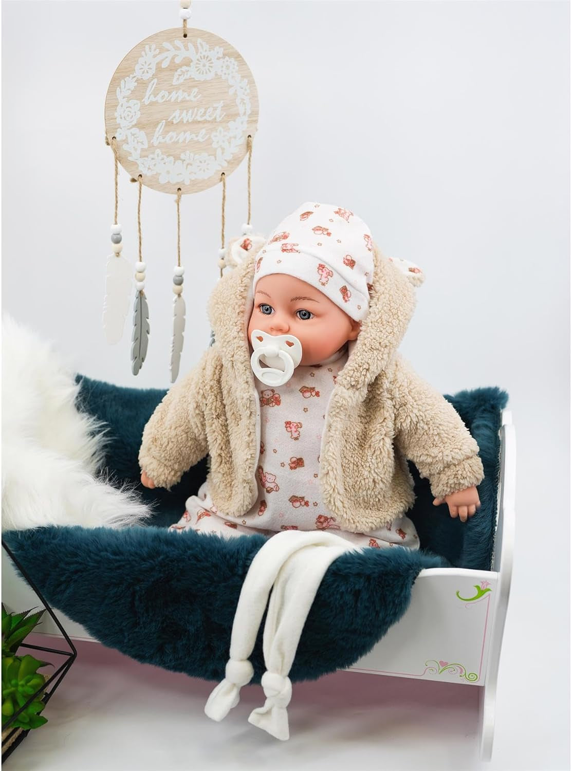 Bibi Doll 18" Baby Doll Bella Vidal (Bear) with Dummy Sounds - Baby Dolls for Girls Boys with Realistic Baby Doll Accessories - Suitable for Kids