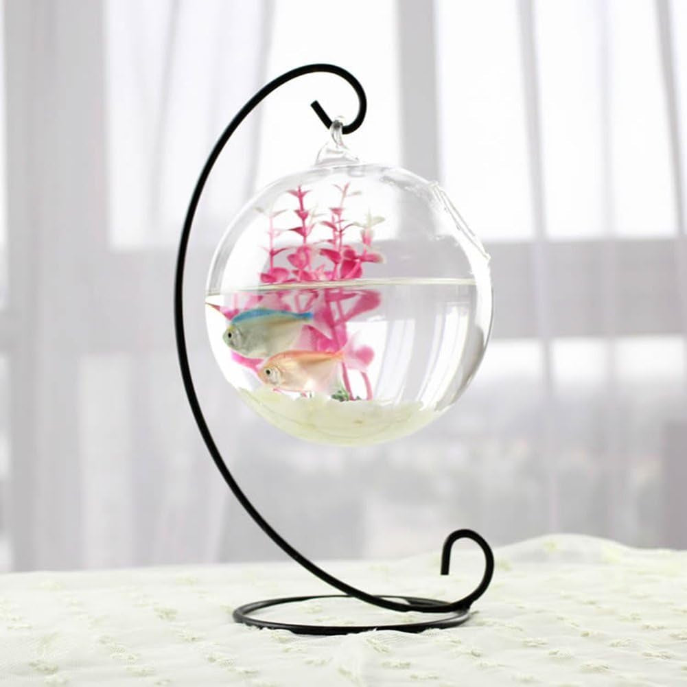 (6 Pack) Ornament Display Stand, Black Iron Hanging Stand Rack Holder for Hanging Glass Globe Air Plant Terrarium, Witch Ball, Christmas Ornament and Home Wedding Decoration