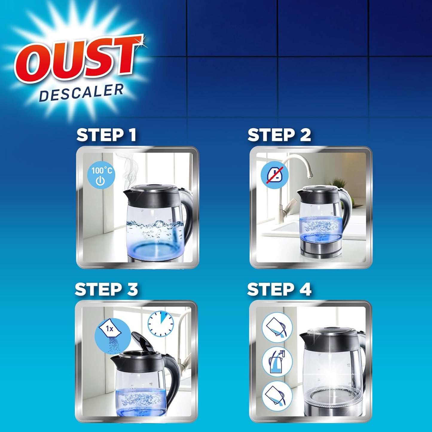 Powerful All Purpose Descaler, New Formula, Limescale Remover – Ideal for Kettles, Coffee Machines, Irons and Shower Heads, 3 Sachets X 6 (18 Sachets Total)