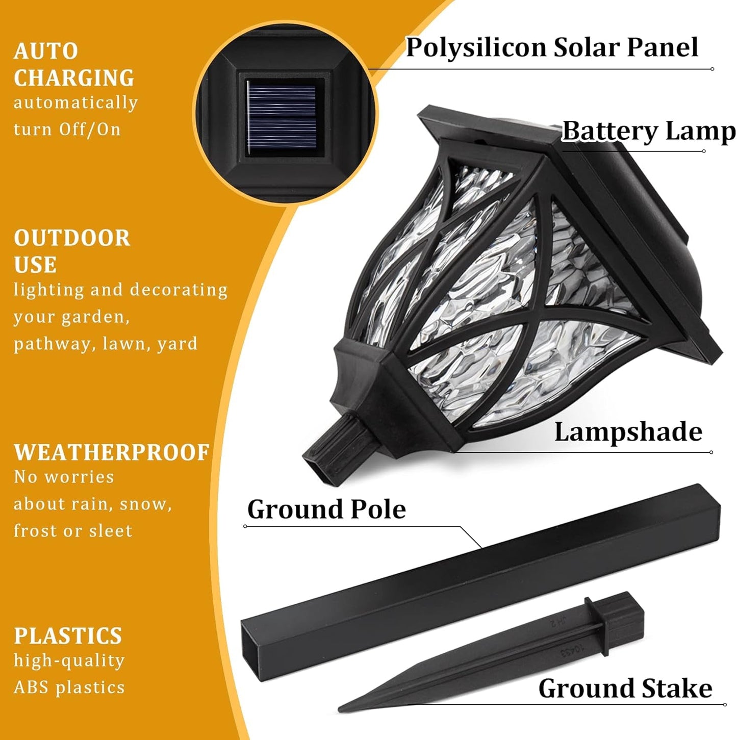 Solar Pathway Lights,6 Pack LED Solar Garden Lights Outdoor,Waterproof Solar Powered Path Lights for Yard, Patio, Landscape, Walkway (Warm White)
