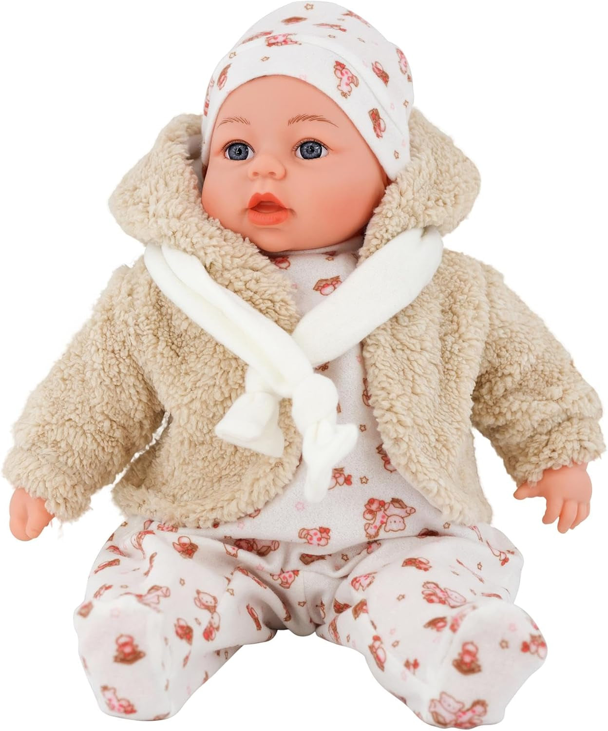 Bibi Doll 18" Baby Doll Bella Vidal (Bear) with Dummy Sounds - Baby Dolls for Girls Boys with Realistic Baby Doll Accessories - Suitable for Kids