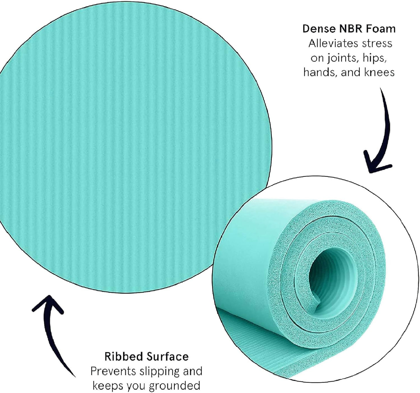 Yoga Mat Exercise NBR Fitness Foam Mat Extra Thick Non-Slip Large Padded High Density Ideal for Hiit Pilates Gymnastics Mats Fitness & Workout with Free Carry Strap