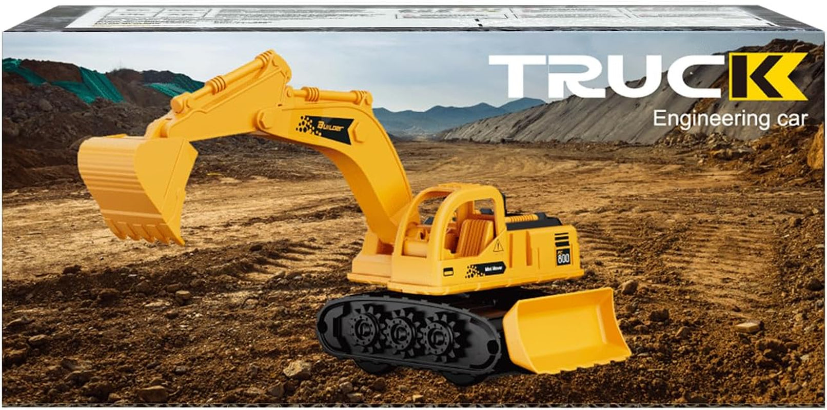 Kids Digger Toy, Construction Model Excavator, 2 in 1 Friction Tractor with Bulldozer, Mini Vehicles Car for Boys Age 2+ Year Olds, Engineering Crane Loader Children Gift, Yellow