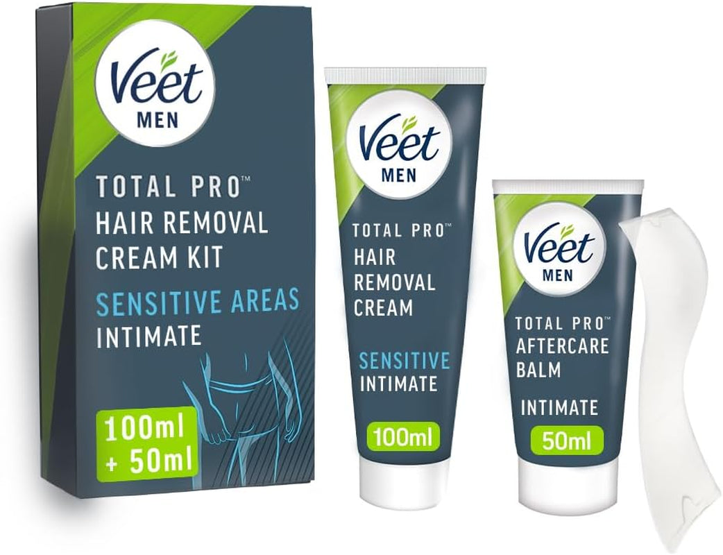Men Intimate Hair Removal Kit, Mens Hair Removal Cream 100Ml, after Shave Balm 50Ml, 1 Spatula, Hair Removal Cream for Genitals, Pubic Hair Removal, Intimate Hair Removal