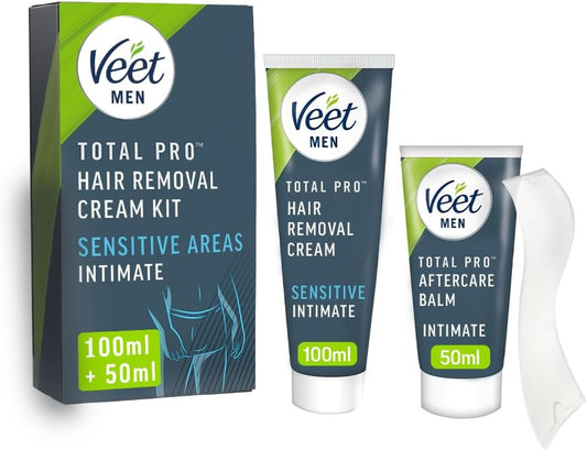 Men Intimate Hair Removal Kit, Mens Hair Removal Cream 100Ml, after Shave Balm 50Ml, 1 Spatula, Hair Removal Cream for Genitals, Pubic Hair Removal, Intimate Hair Removal