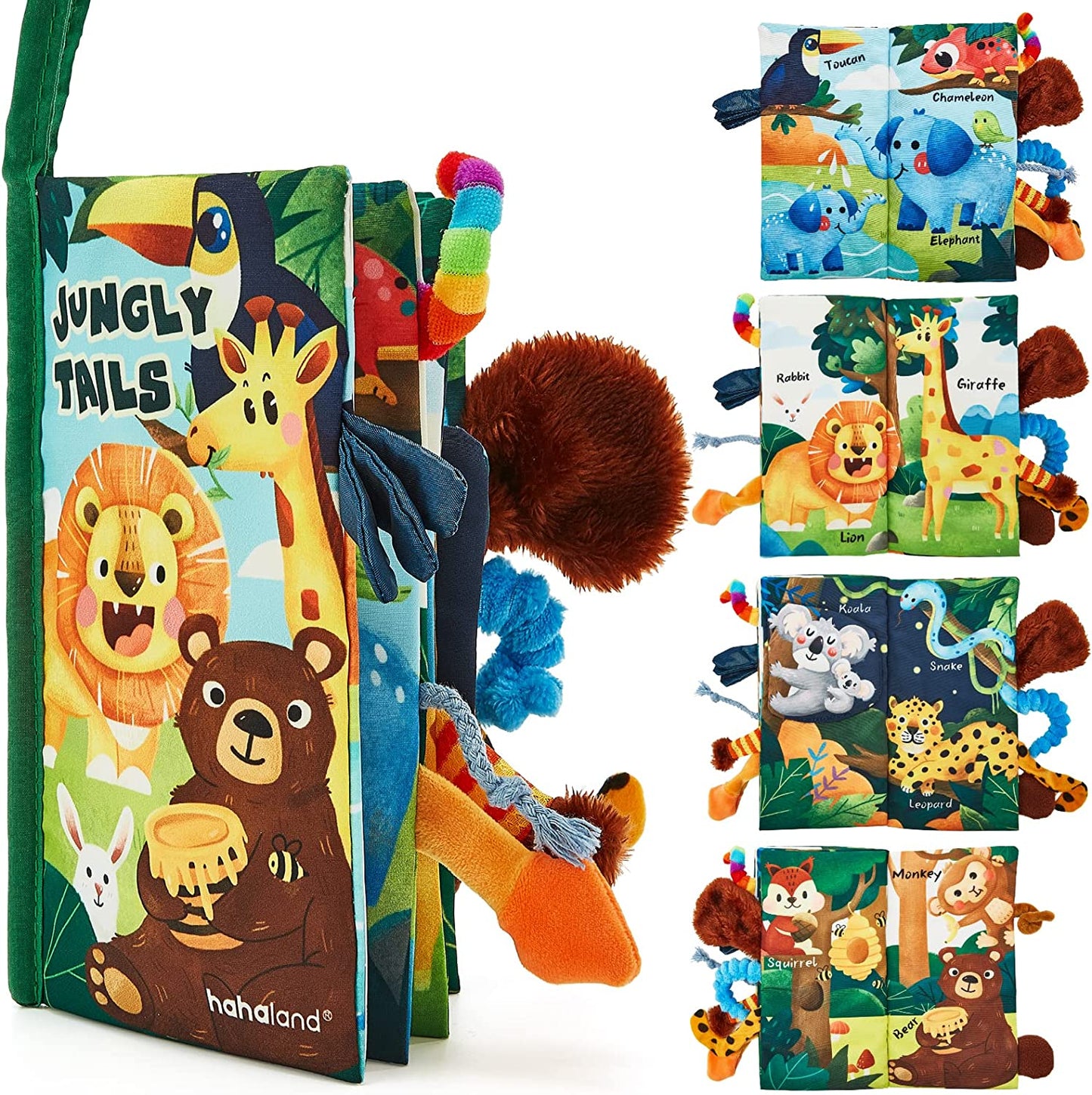 Baby Book Baby Toys Jungle Tails Sensory Books for Babies Touch and Feel Soft Books, Crinkle Paper Baby Essentials for Newborn Infants Toys, Newborn Gifts for 0 3 6 12 Months Boys Girls