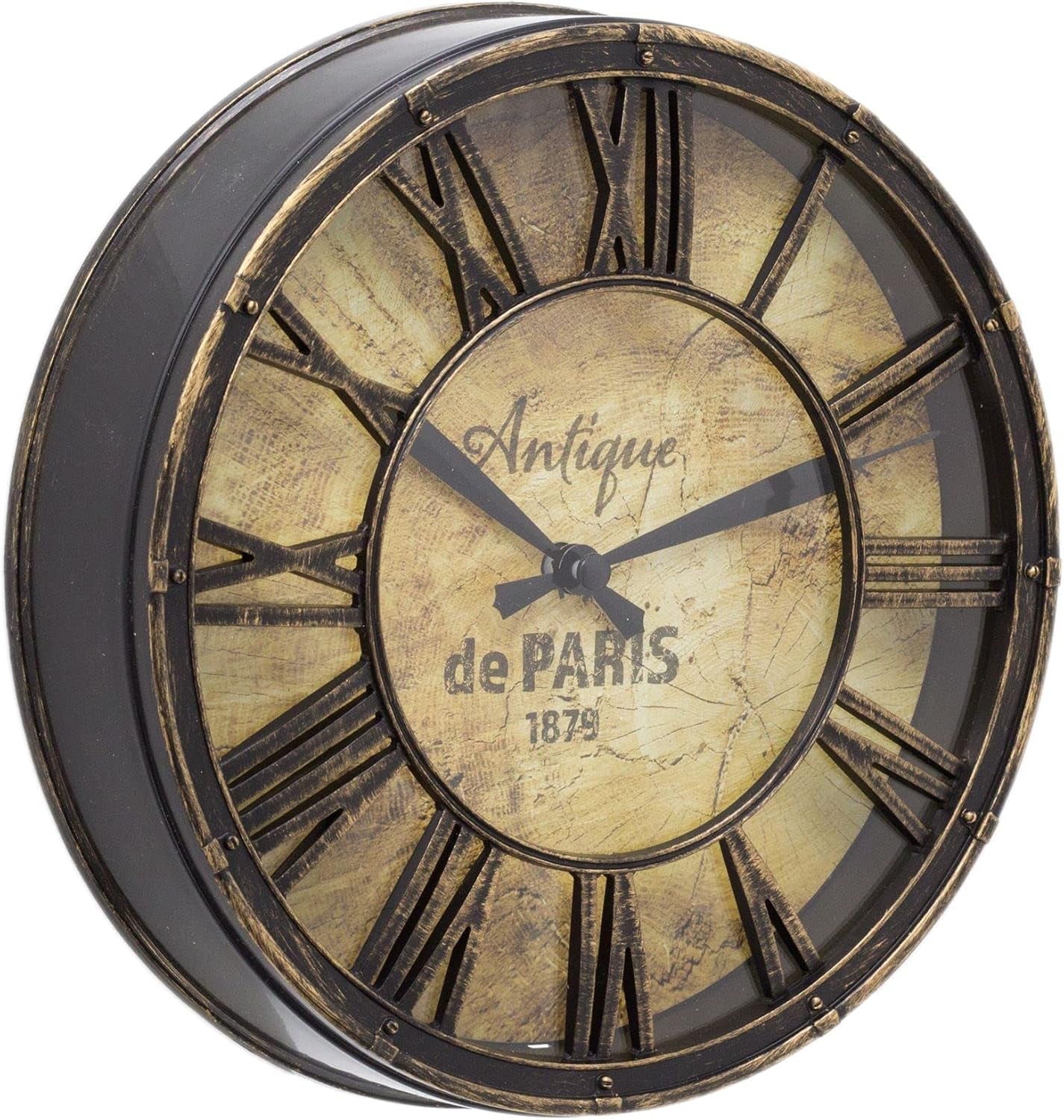 20Cm Wall Clock Antique Effect Distressed round Clock | Antique De Paris Wall Mounted Clock | Vintage Style Wall Clock