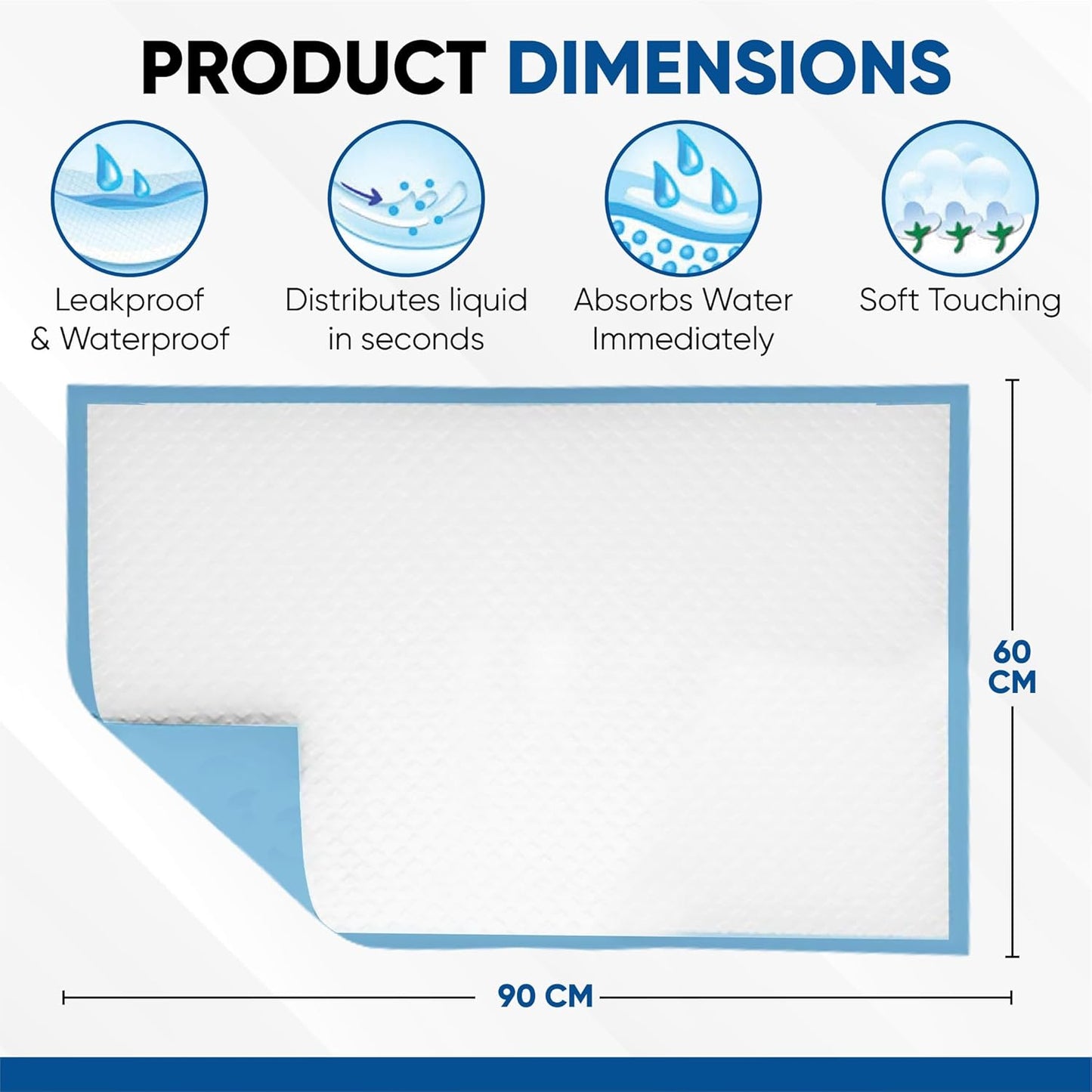 20 X Premium Incontinence Bed Pads 60X90 Cm | Incontinence Bed Sheets | Provides Soft Feel | Disposable Bed Mats for Incontinence | Bed Protectors Kids | Maternity Bed Mats (1 Pack of 20)