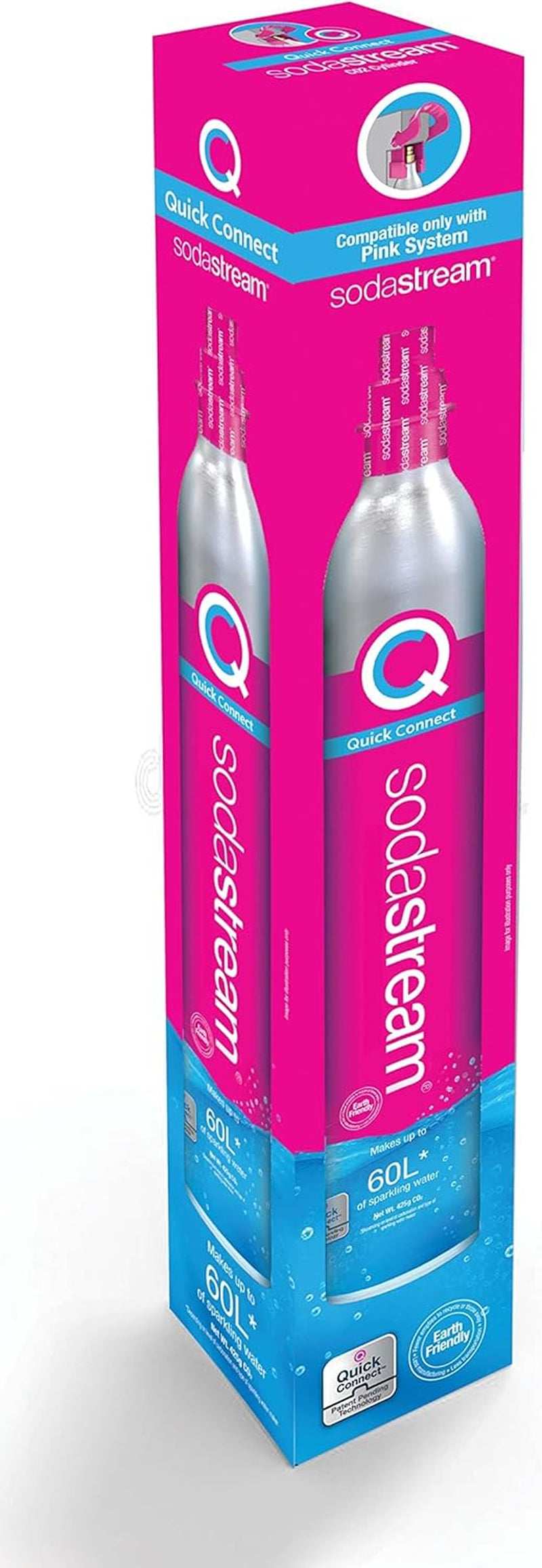 - CO2 Cylinder for Sparkling Water Maker, Quick Connect Gas System, Makes 60 Litres Fizzy Drinks, Compatible with Terra, Duo and Art, Reduce Plastic Waste, Pink