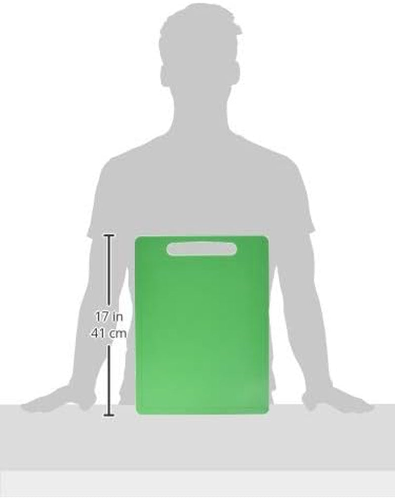 Large Green Poly Chopping Board, Multipurpose Anti-Slip Surface, Easy Clean and Dishwasher Safe with Handle, 40 X 30Cm, Other Colour Options Available