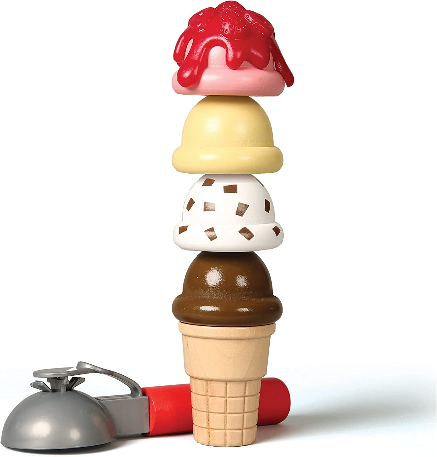 Wooden Ice Cream Toy Shop, Ice Cream Toy, Wooden Play Food Sets for Children, Wooden Food Toys & Play Kitchen Accessories, Play Food & Kitchen Toys, Gift for 3 Year Old Boy or Girl