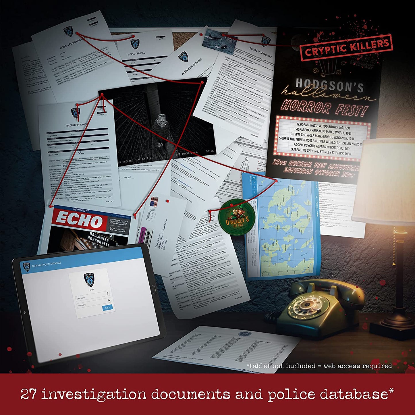 Unsolved Mystery Game - Cold Case Files Investigation - Detective Clues/Evidence - Solve the Crime - Individuals, Date Nights & Party Groups - Murder at the Movie Theater