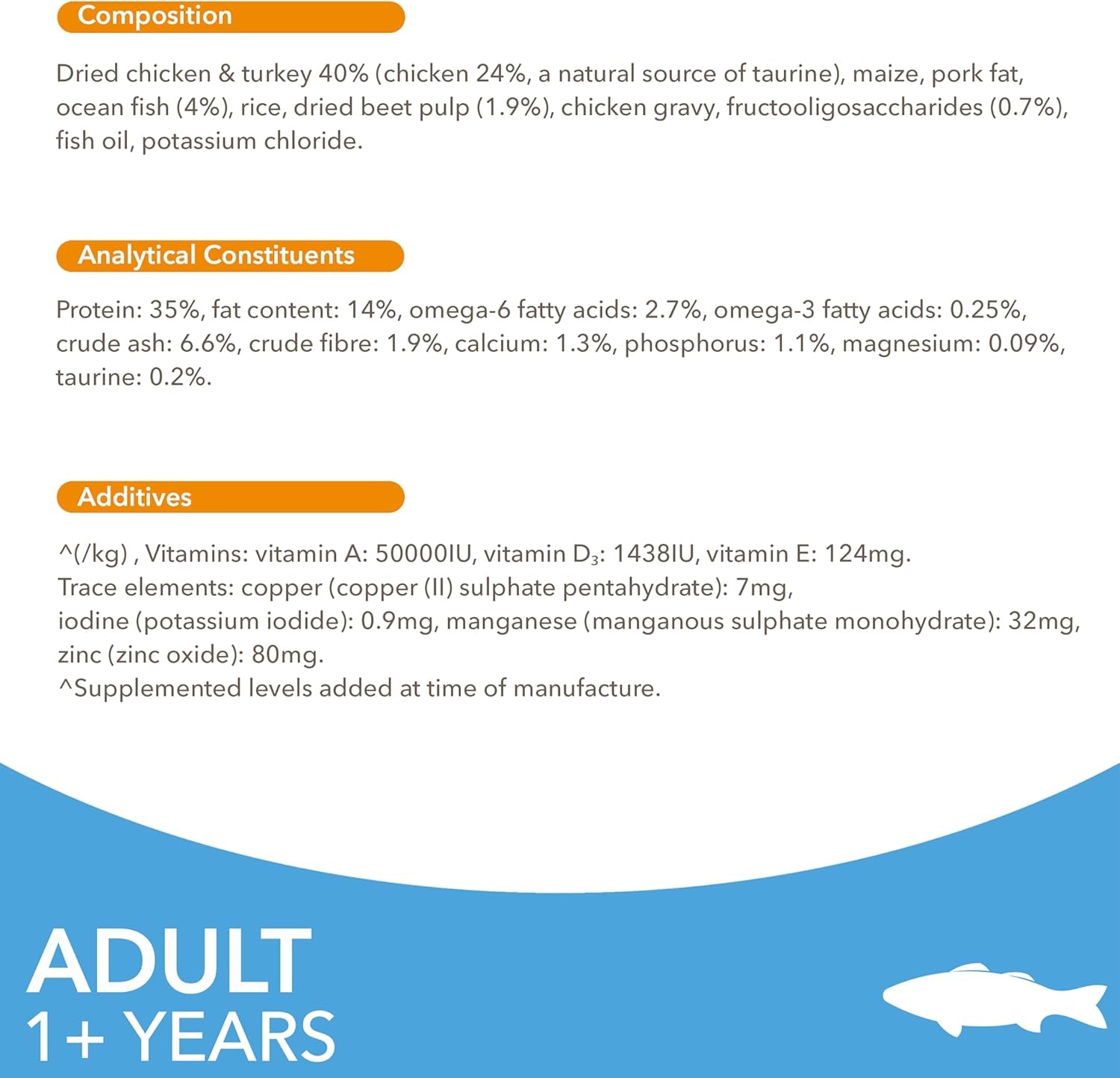 Complete Dry Cat Food for Adult 1+ Cats with Ocean Fish 800 G