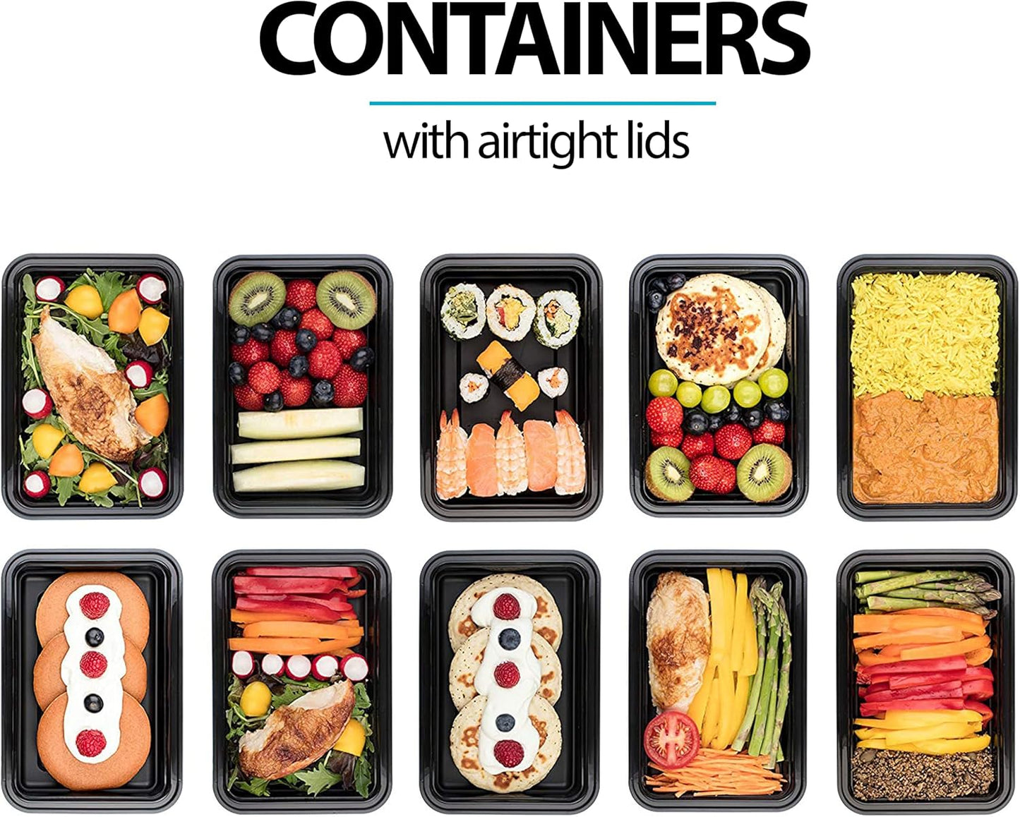 1 Compartment BPA Free Reusable Meal Prep Containers - Plastic Food Storage Trays with Lids - Microwavable, Freezer and Dishwasher Safe - Stackable Bento Lunch Boxes (28 Oz, 10 Pack)