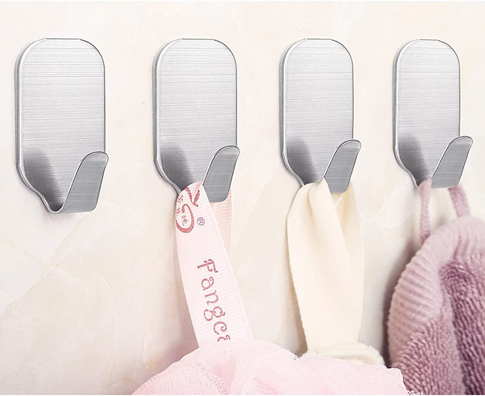 Small Sticky Hooks for Hanging Extra Strong Self Adhesive Hooks Heavy Duty Stick on Hooks for Walls, Wall Hangers without Nails, Pack of 10