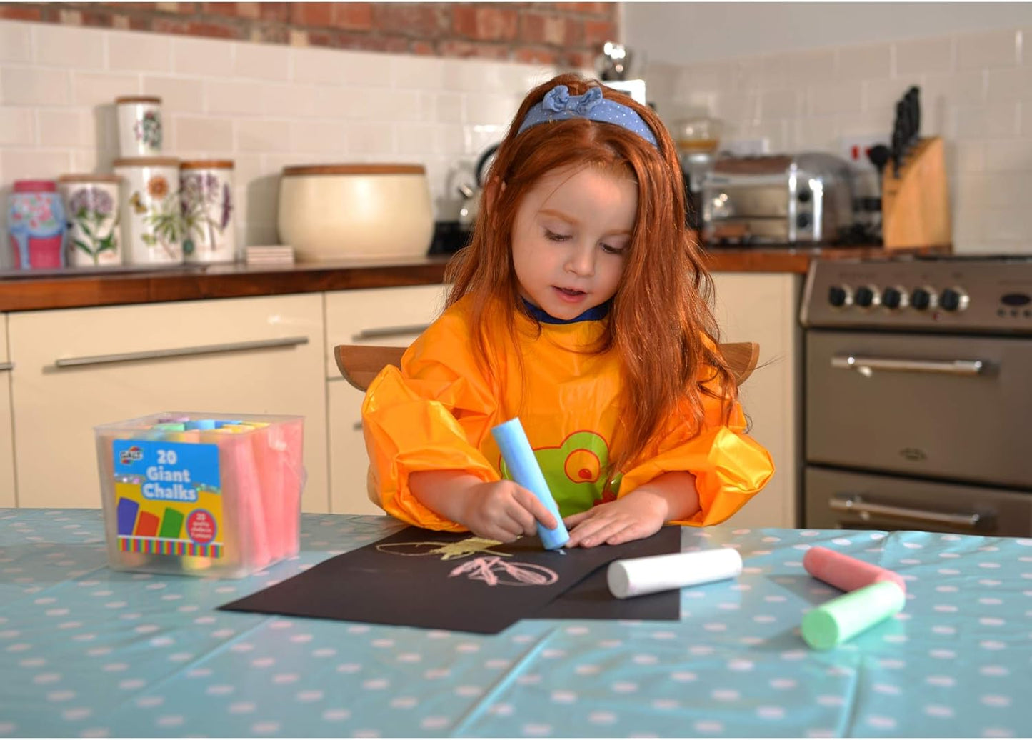 20 Giant Chalks - Extra Large Childrens Chunky Pavement Chalks - Bright Vibrant Colours - Washable, Easy Clean Outdoor Kids Garden Toys - Portable Carry Case with Handle - Ages 3 Years Plus