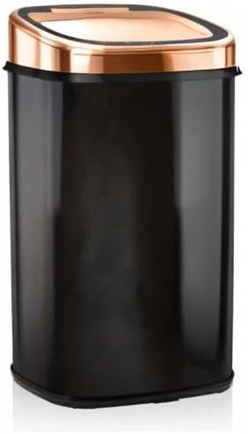 T80904RB Kitchen Bin with Sensor Lid, Automatic Soft-Close, Manual Override, 58 Litre, Black and Rose Gold