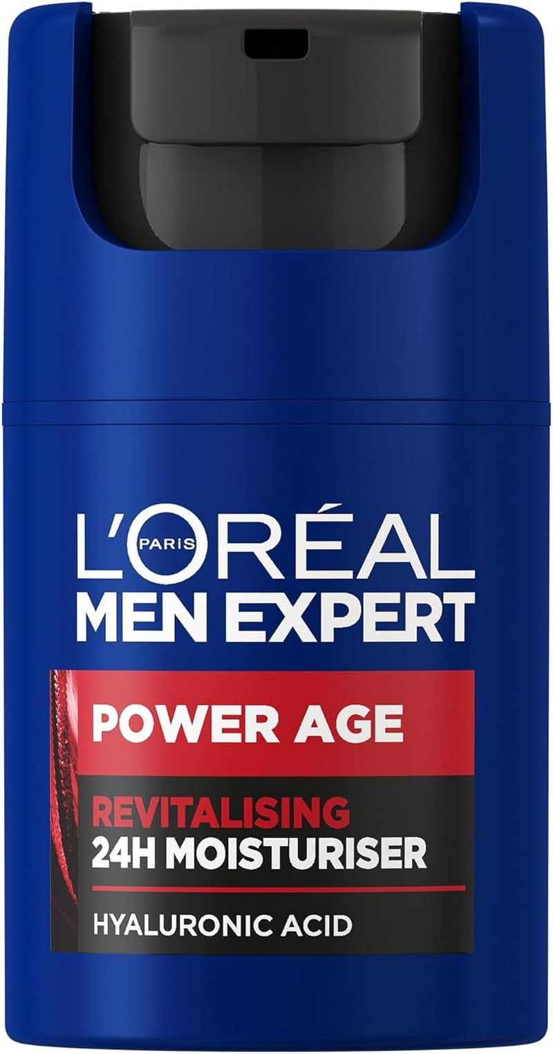 NEW Men Expert Power Age Moisturiser, Hydrating & Revitalising Hyaluronic Acid Moisturiser for Men, Designed for Ageing, Dry & Dull Skin 50Ml