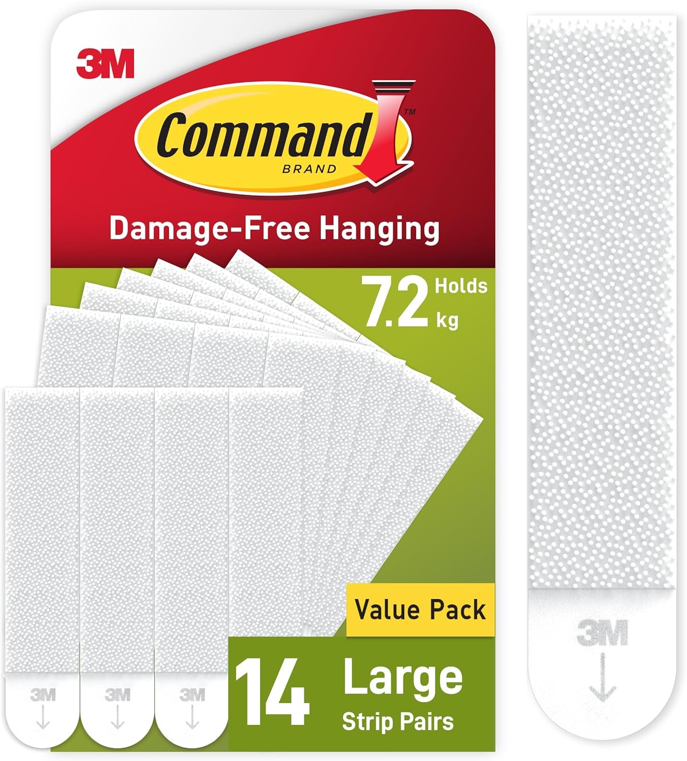 Large Picture Hanging Strips, Value Pack - 14 Pairs (28 Strips) Adhesive Strips - for Pictures, Frames, Mirrors, Wall Décor - Damage Free Hanging