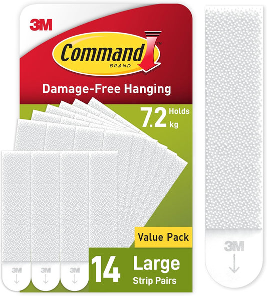 Large Picture Hanging Strips, Value Pack - 14 Pairs (28 Strips) Adhesive Strips - for Pictures, Frames, Mirrors, Wall Décor - Damage Free Hanging