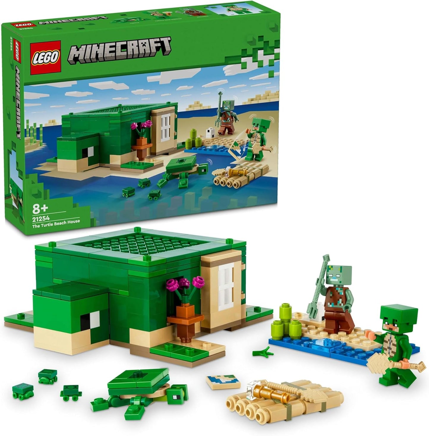 Minecraft the Turtle Beach House Animal-Care Toy for Kids, Girls and Boys Aged 8 plus Years Old, Building Set with Characters and Figures from the Game, Gift for Gamers 21254