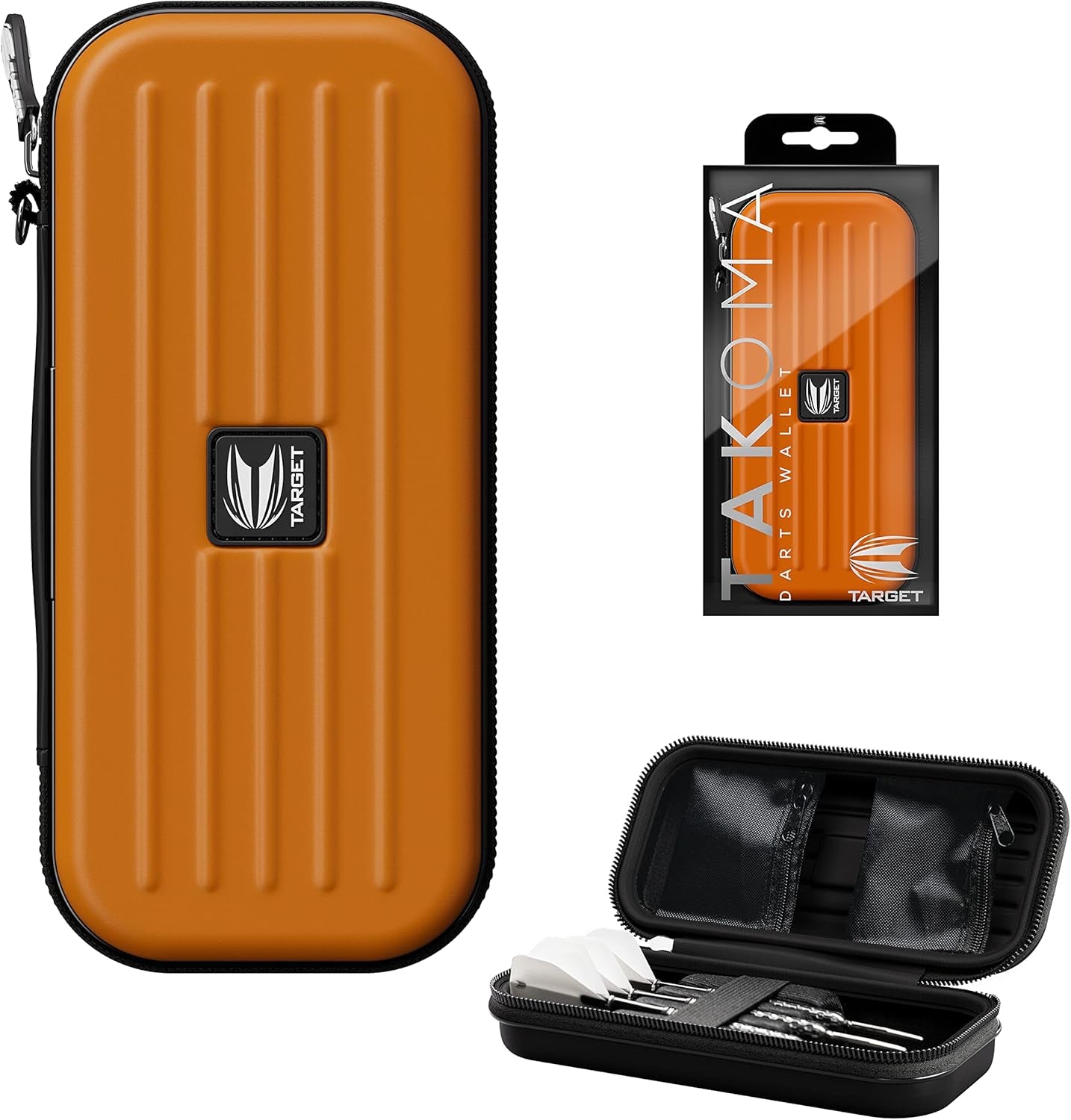 Darts Takoma Darts Wallet, Regular Size, Orange | Darts Case Holds 3 Darts | Protective EVA Dart Holder with Double Zip Lock Inner Pouches | Professional Darts Accessories