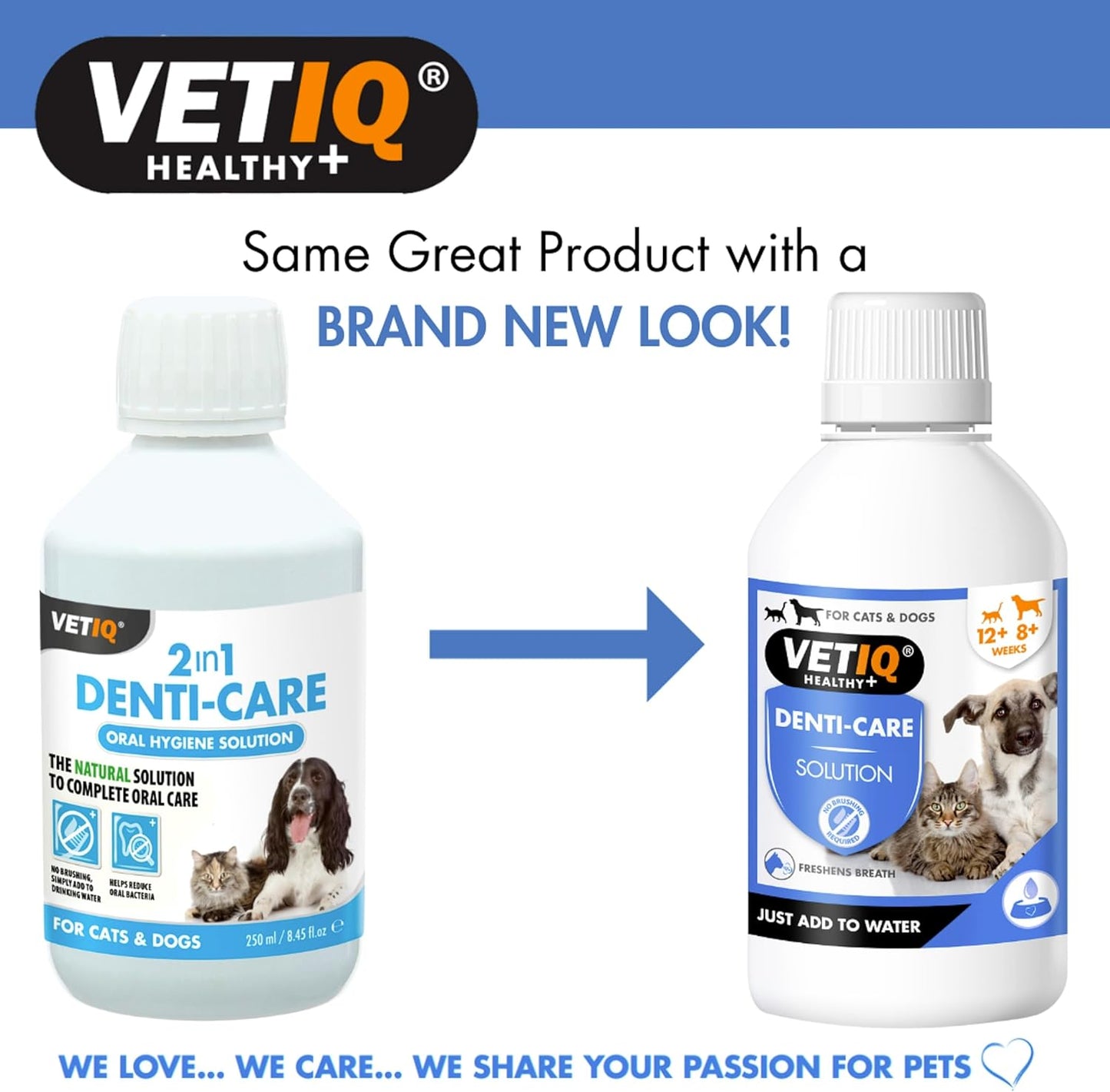 Denti-Care Solution for Cats & Dogs, Simply Add to Drinking Water to Reduce Dental Plaque and Freshen Bad Breath, 250 Ml