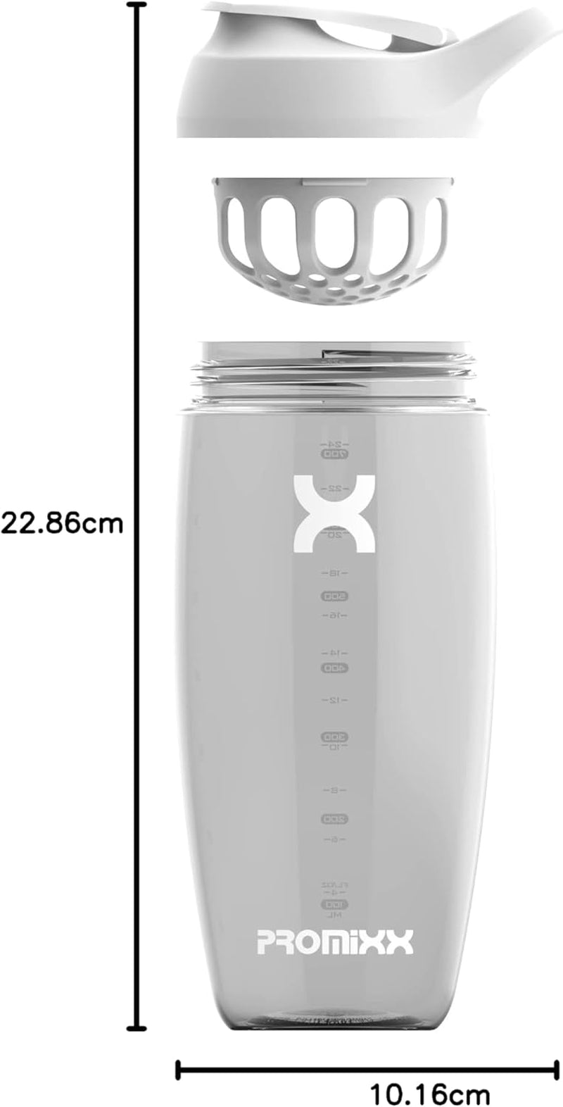 Pursuit Protein Shaker Bottle - Premium Shaker for Protein Shakes - Lifetime Durability, Leakproof, Odourless - 700Ml / 24Oz (Arctic White)
