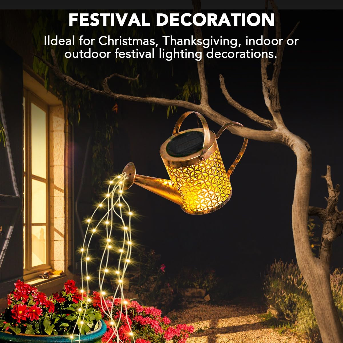 Solar Watering Can Light, LED Solar String Lights Waterproof Dual Mode Water Can Lights for Garden Patio Yard Pathway Lantern Plant Decoration