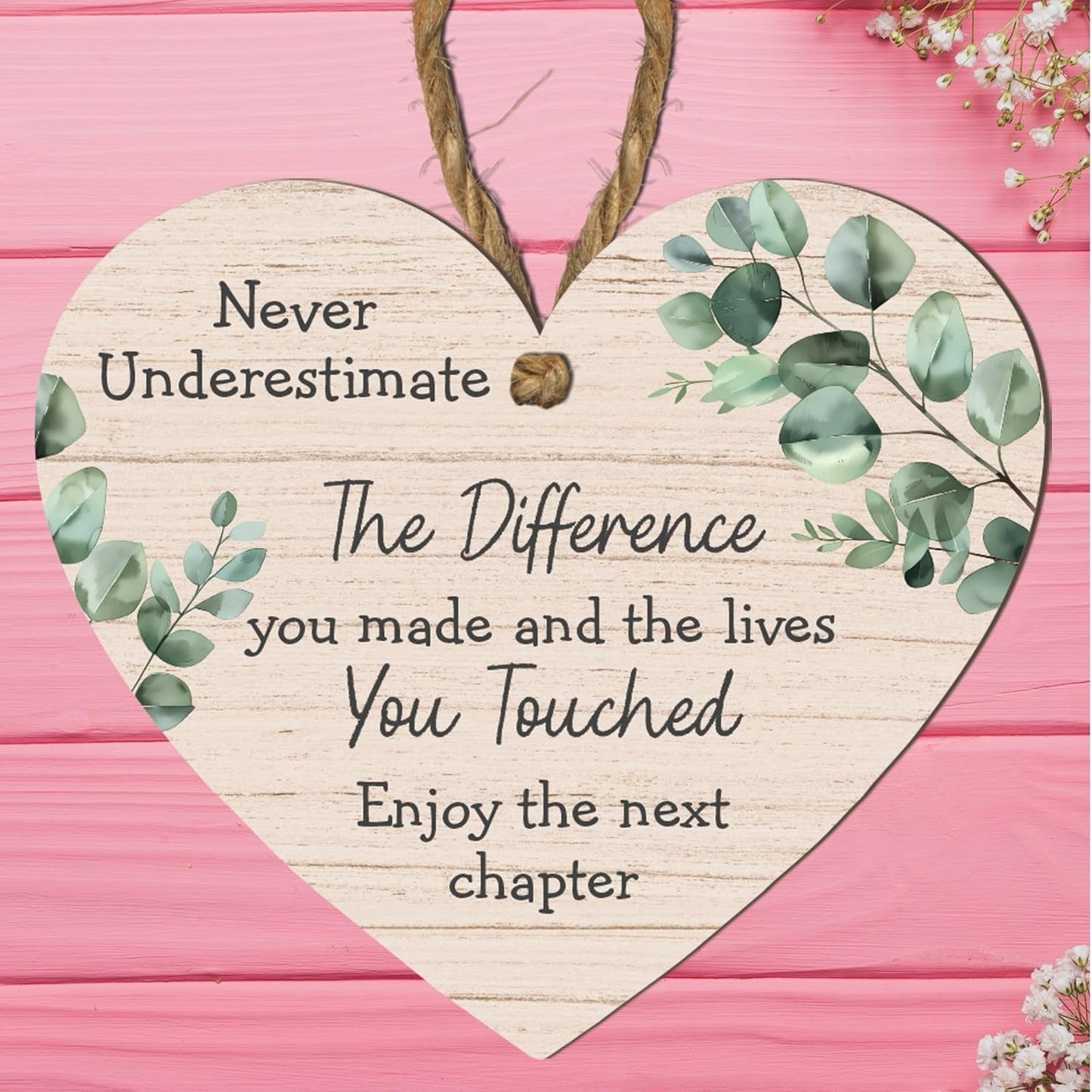 Never Underestimate the Difference You Made and the Lives You Touched – Thoughtful Retirement or Farewell Gift – Hanging Sign with Green Leaf Design – Perfect for Teachers, Colleagues, and Loved Ones