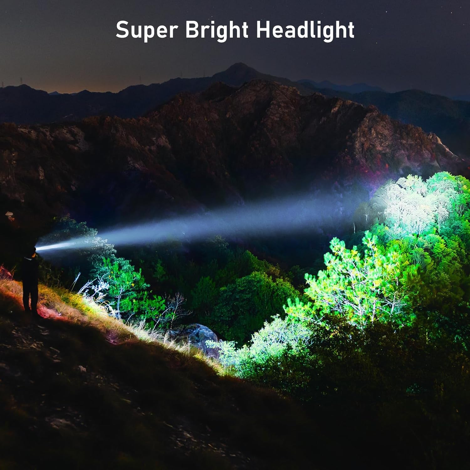 Head Torch Rechargeable, 2 Pack 2000L Super Bright Headlamp Headlight with 8 Light Modes, Spotlight Floodlight Combination, Sensor Control, Waterproof, Long Battery Life for Running,Camping