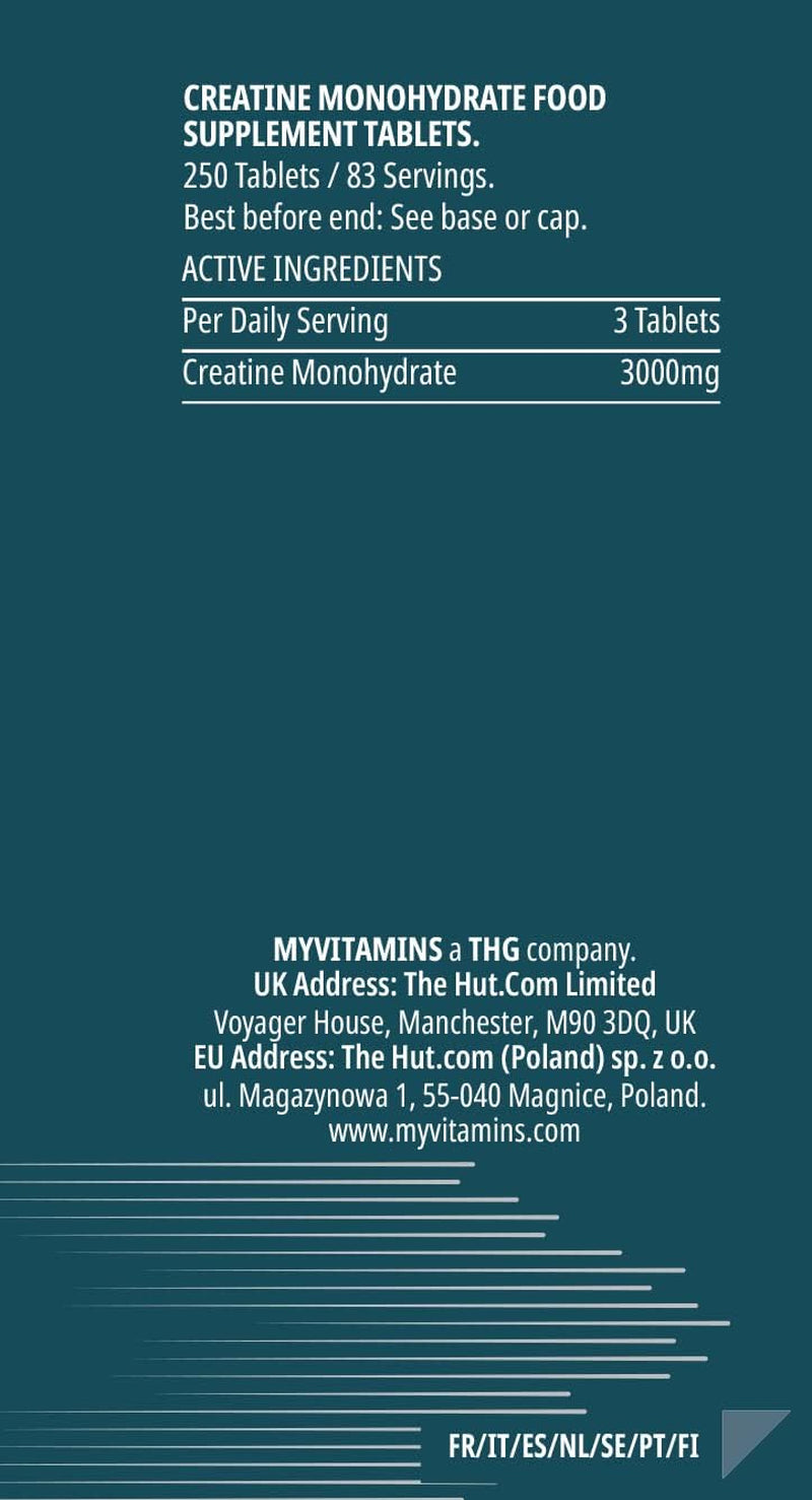MY PROTEIN Creatine Monohydrate Unflavoured Creatine, 250 Tablets