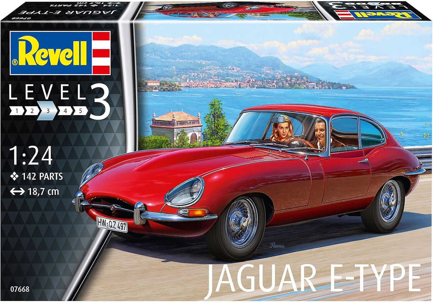 07668 Jaguar E-Type (Coupé) 1:24 Scale Unbuilt/Unpainted Plastic Model Kit, Red