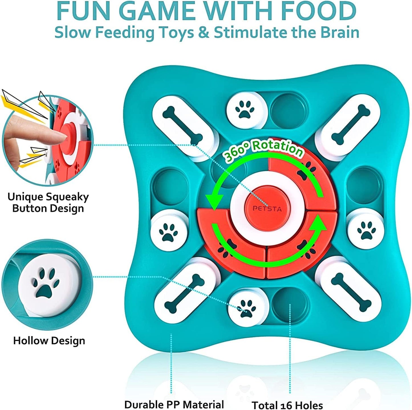 Dog Puzzle Toys, Interactive Dog Toys for Dog Birthday, Dog Toys for Boredom for Dog Puzzle, Slow Feeder Dog Bowl for IQ Training and Brain Stimulation, Dog Treat Toy Squeaky with Puppy Toys