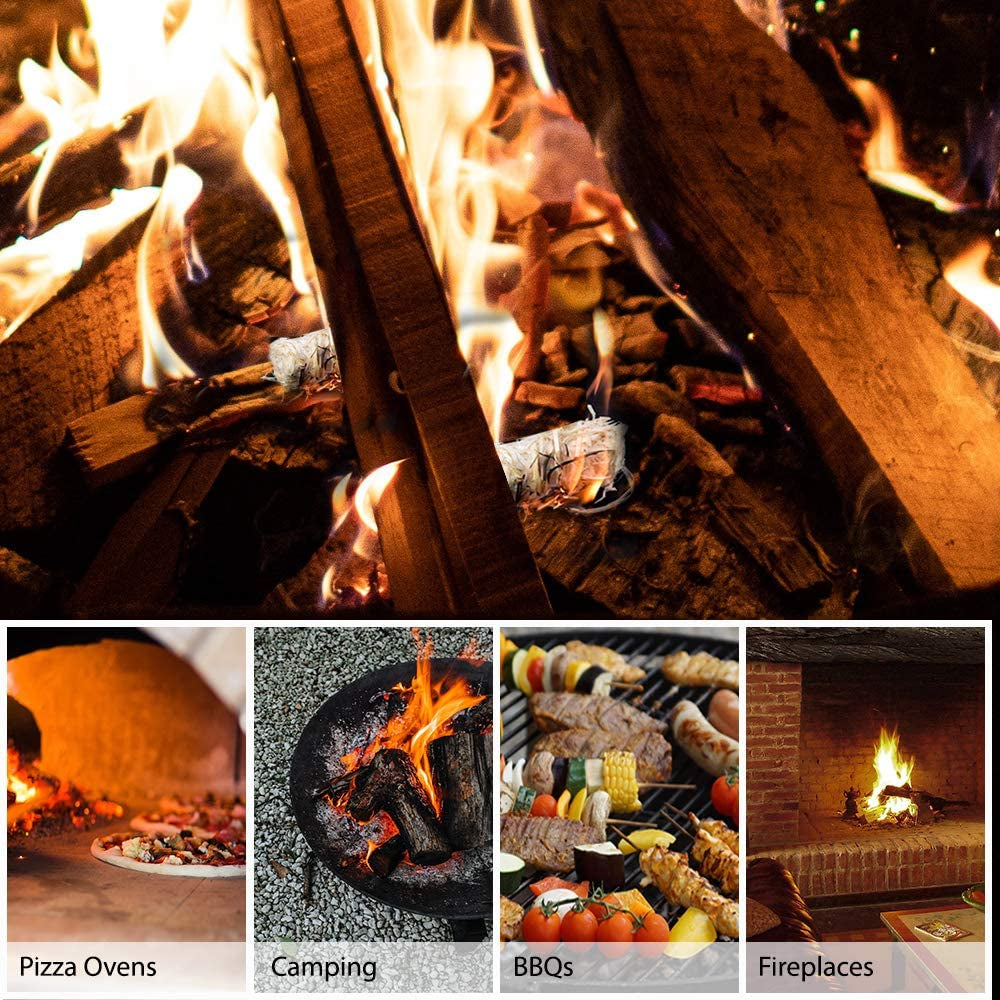 Natural Firelighters - 200 Pack | Eco Friendly Wood Firelighters | Quick Wood Wax Flame Fire Starters | Safe to Use | Ideal for Stoves, Open Fires, Bbq'S & Pizza Ovens