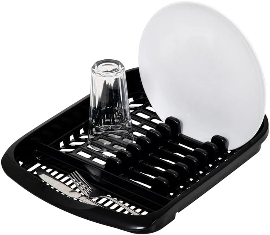 516468 Plate Dish Draining Rack, Soft Black, 33 X 39.5 X 6 Cm