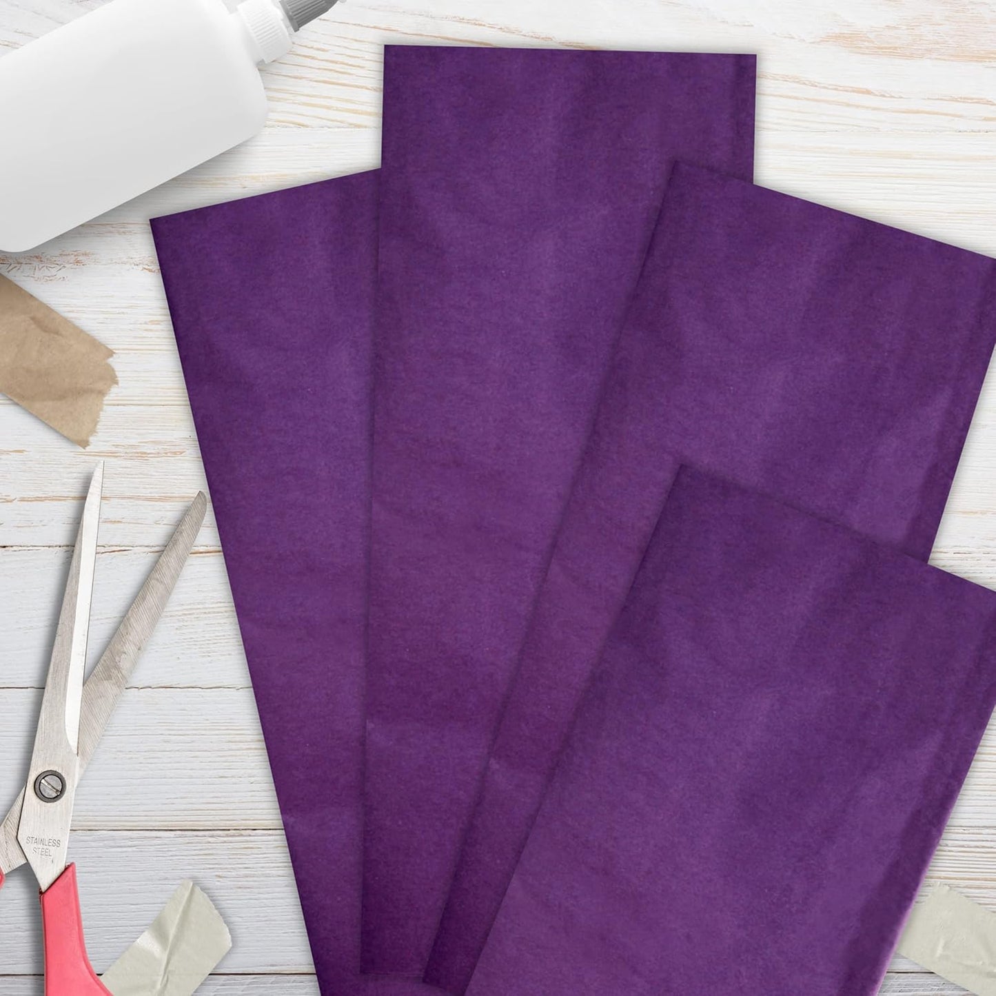 4 Sheets of Purple Violet Tissue Paper, Each Sheet 750Mm X 500Mm Tissue Paper Purple Violet, Purple Violet Tissue Paper for Gift Wrapping, Arts and Crafts Purple Violet Tissue Paper