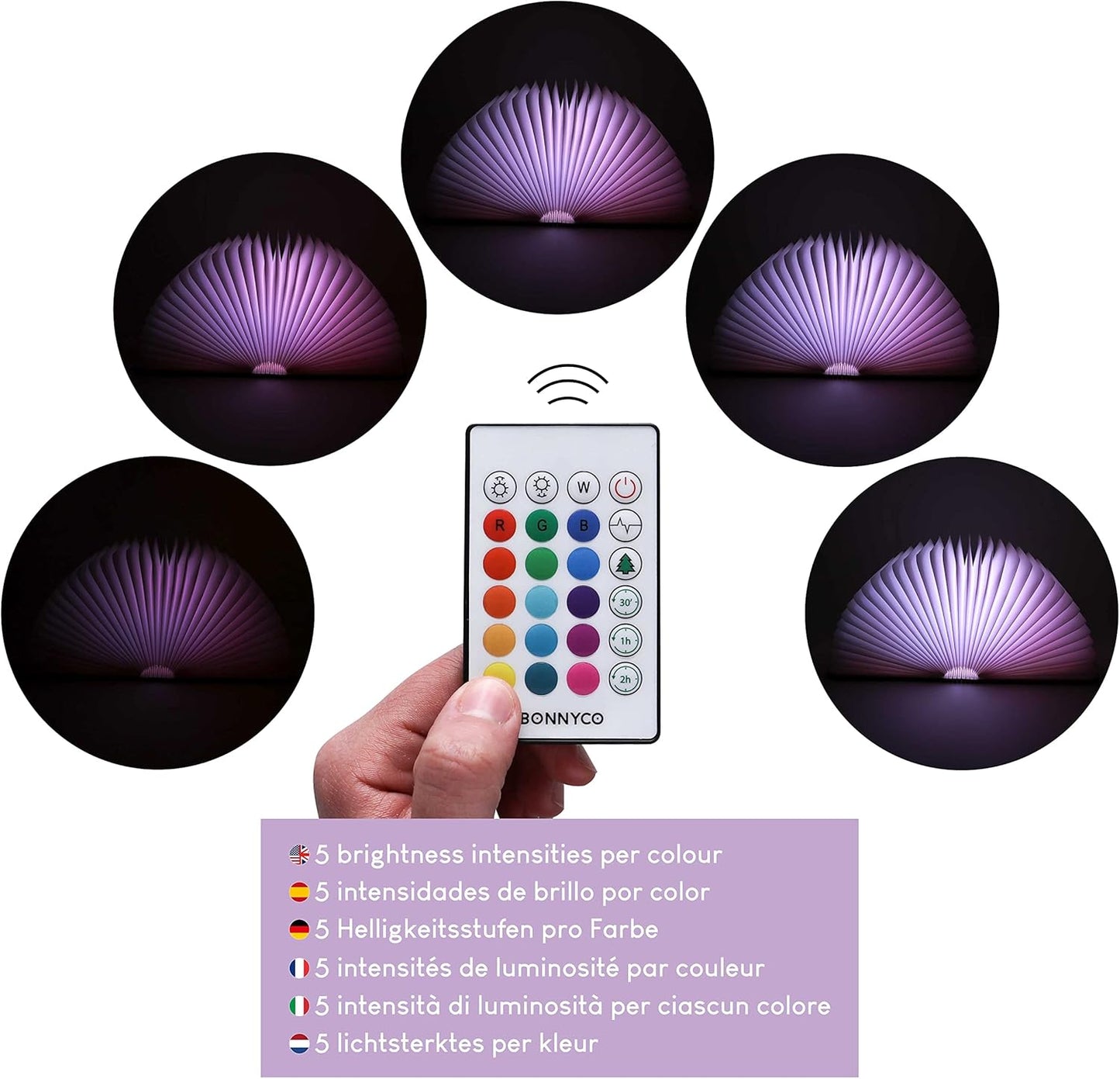 Led Book Light Wooden Folding Lamp with Remote Control, 16 Colours & Timer Table Book Lamp Night Light Perfect for Home, Office & Room Decor | Christmas & Birthday Gifts for Men Women