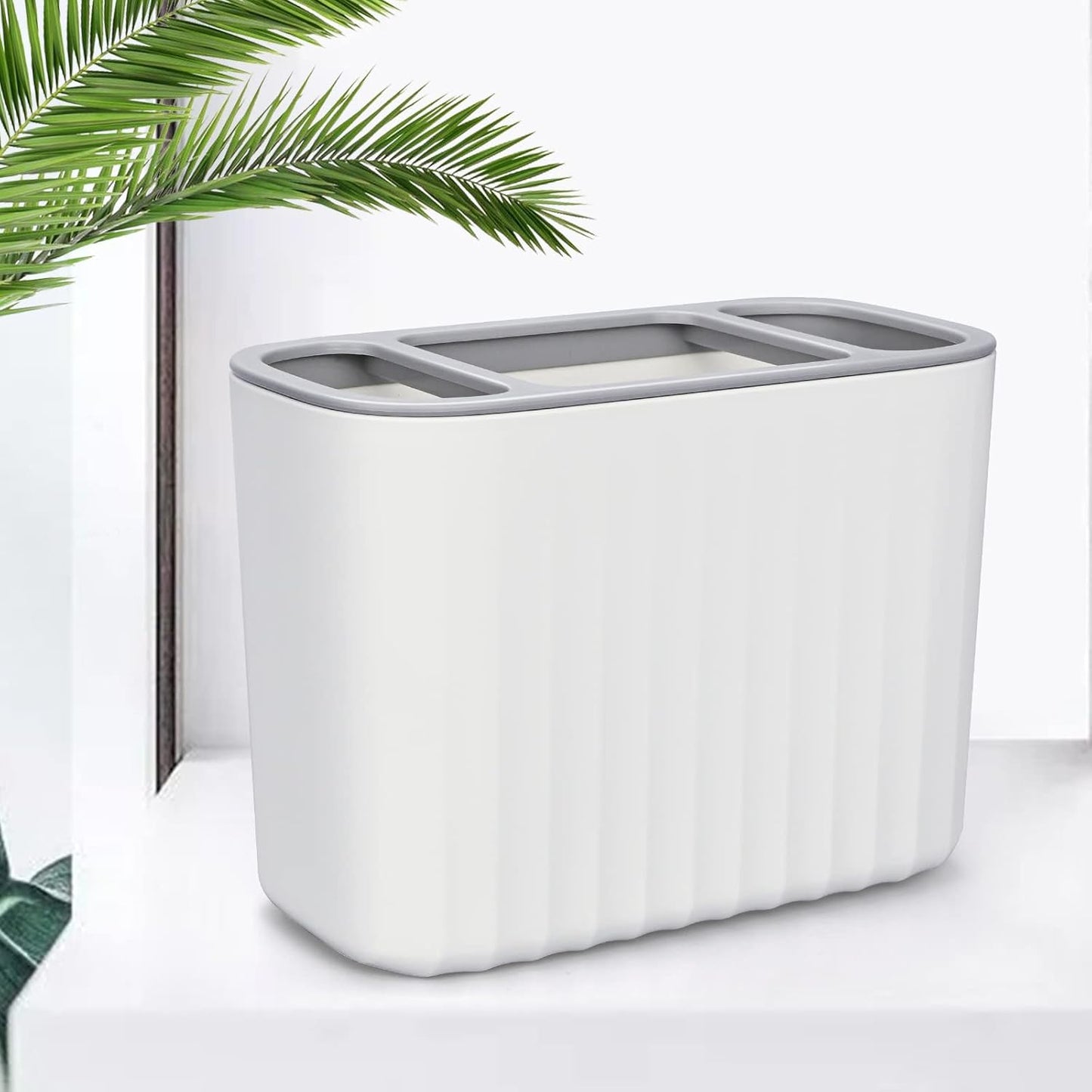 Toothbrush Holder, Multifunctional Electric Toothbrush Holder, Bathroom Easy-Store Toothbrush Caddy Toothpaste Razors Storage Organizer for Bathroom Countertop Vanity Counter Sink Organizer (White)