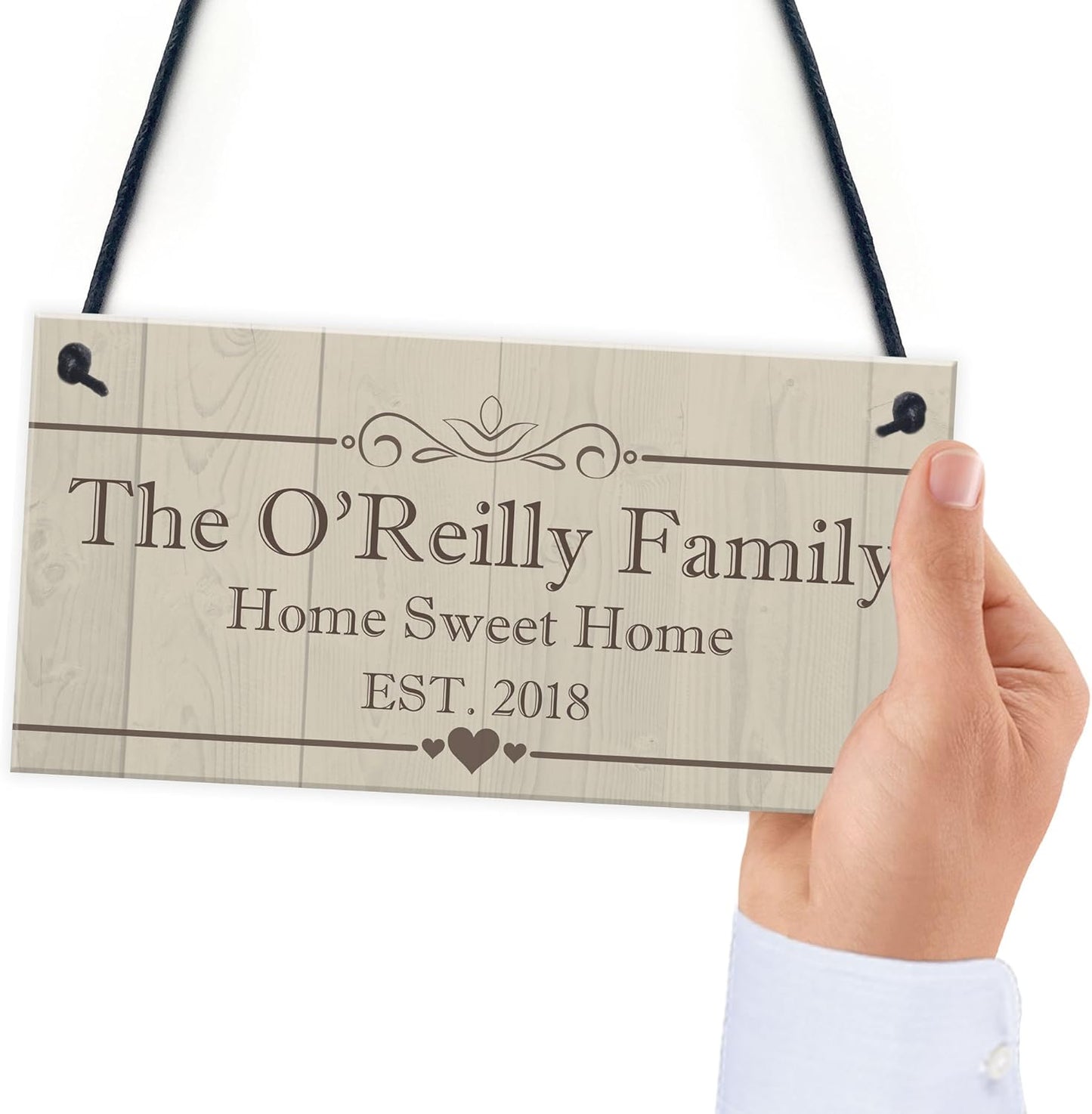 Personalised Family Name Plaque Housewarming New Home Gift Handmade Hanging House Sign