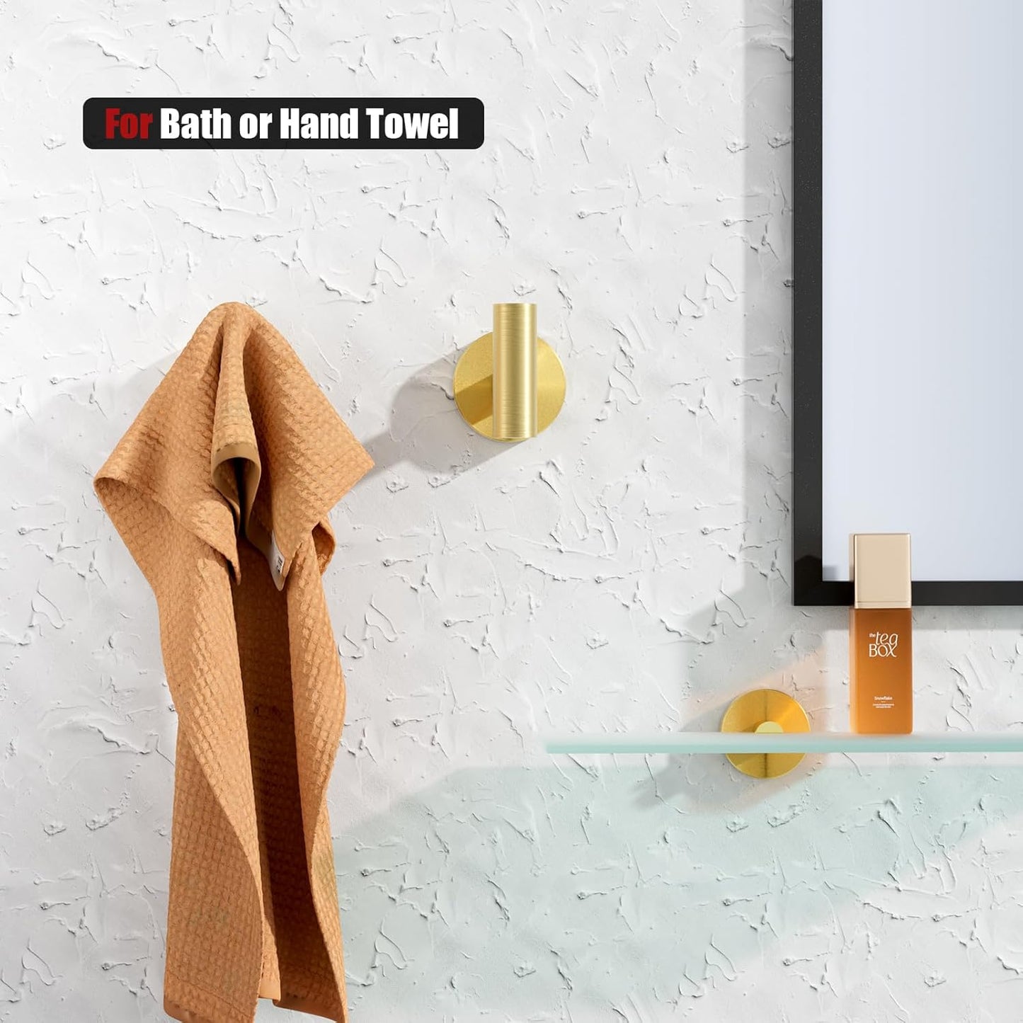 2 Pcs Bathroom Towel Hook,Screw in Metal Coat Hooks Brushed Brass Robe Hook SUS 304 Stainless Steel Heavy Duty Door Hanger Towel Robe Clothes Closet Sponges Holder for Bathroom Hotel (Gold)