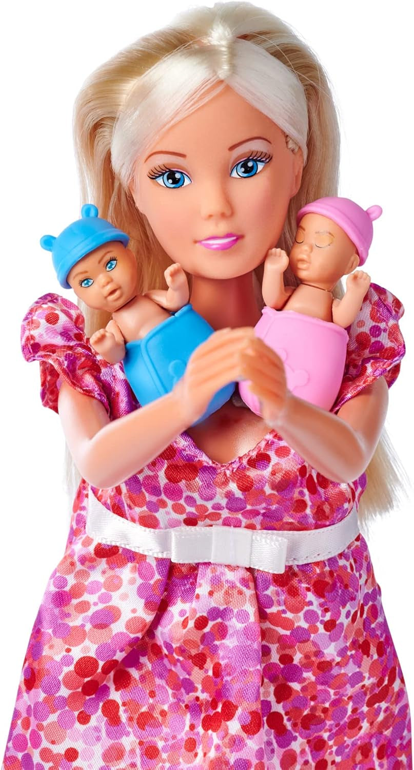 105733588 - Steffi Love Baby Surprise, Pregnant Doll with Baby Surprise, Boy, Girl, Twins, 3 Assorted Designs, Only One Item Supplied, over 11 Pieces, 29 Cm, from 3 Years