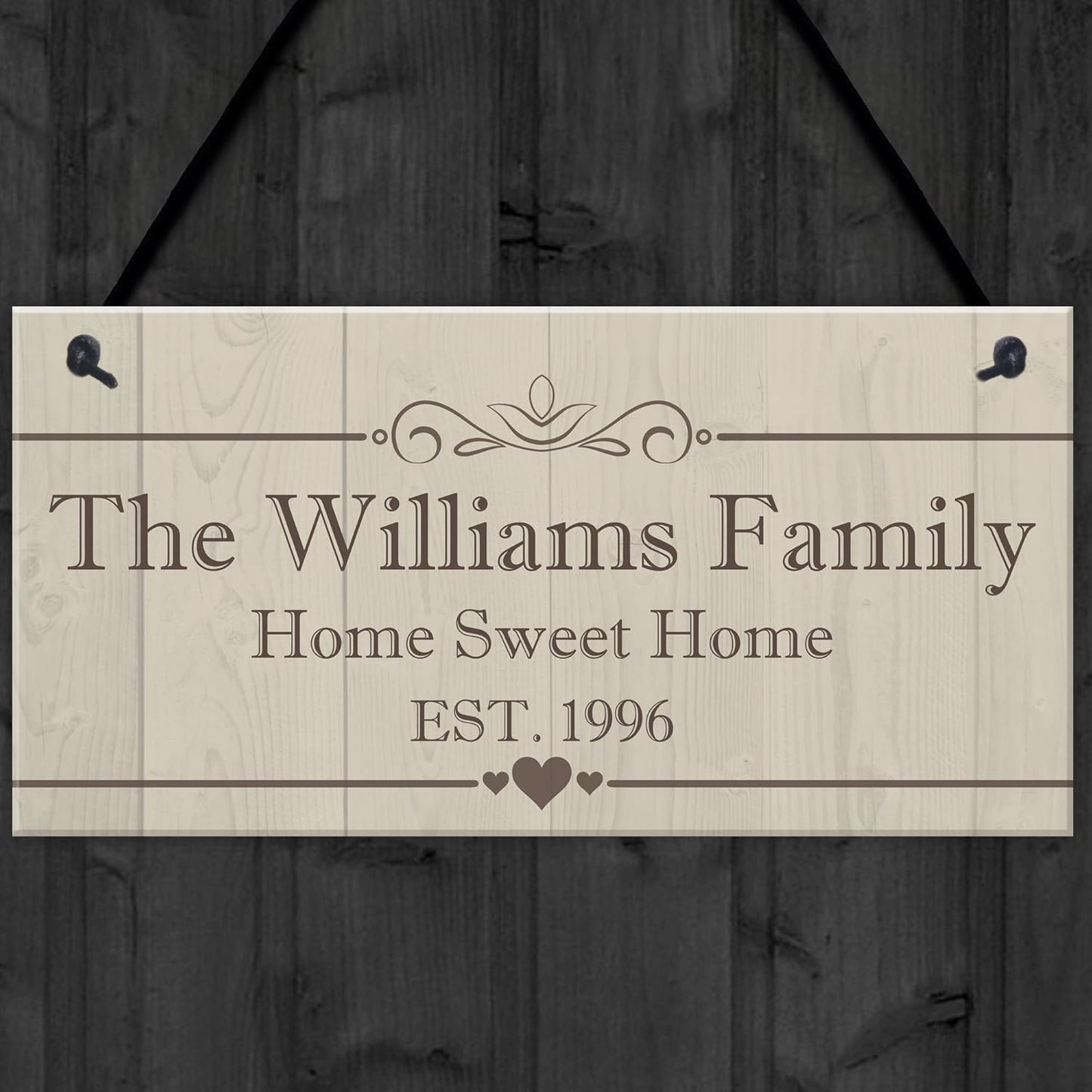 Personalised Family Name Plaque Housewarming New Home Gift Handmade Hanging House Sign