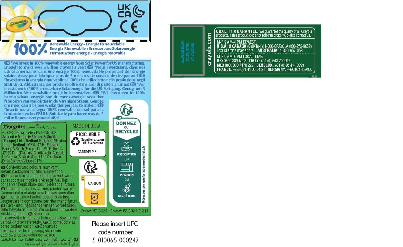 Crayons, Bright Strong Colours, Multi, 24 Count (Pack of 1) (Packaging May Vary)