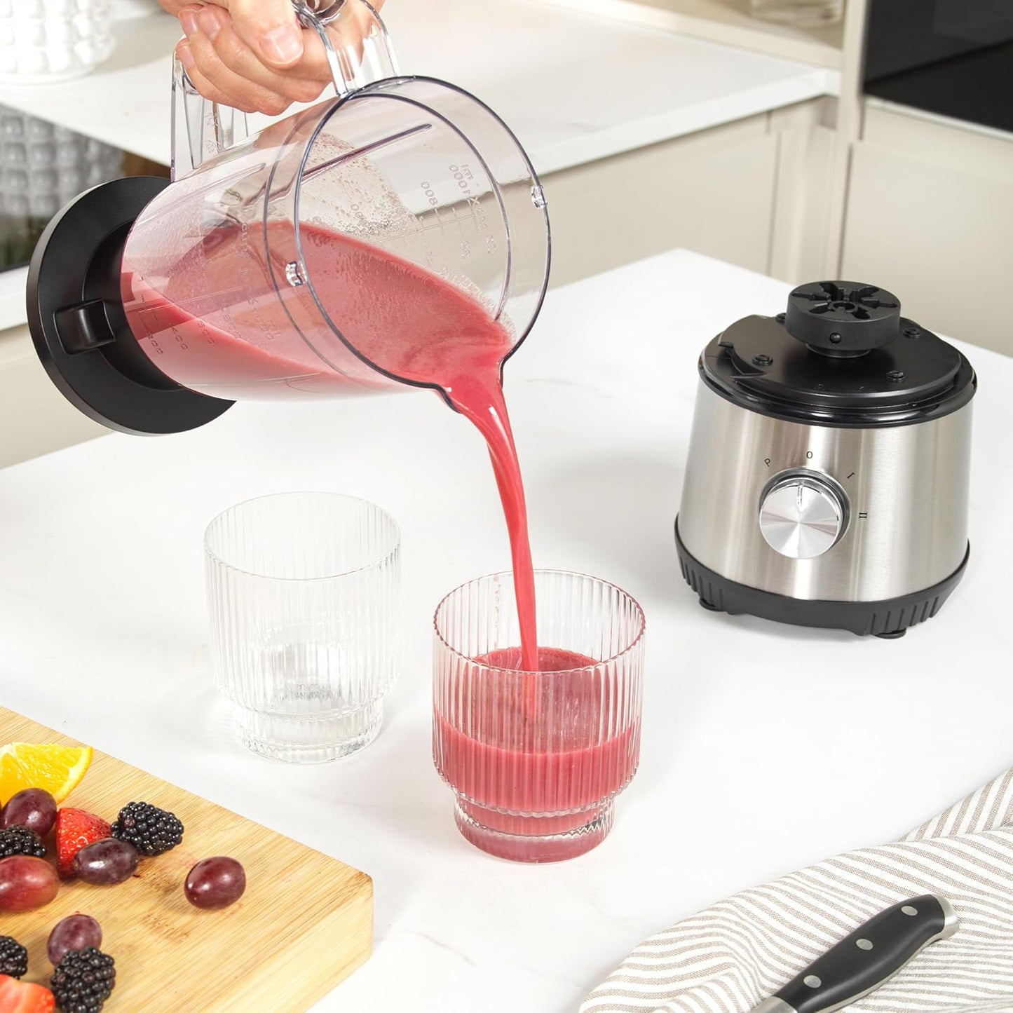 4 in 1 Juicer & Blender – Fruit Juicer & Smoothie Maker, 1L Jug Blender, Includes 600Ml Sports Bottle & Fridge Storage Container, Coffee & Spice Grinder, 2 Speed Settings & Pulse, 400W, EK4294