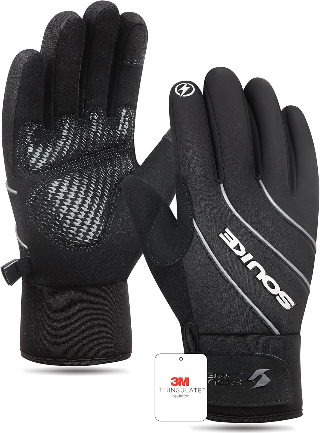 Winter Cycling Gloves Men Women,3M Full Finger Padded Touch Screen Bike Glove Anti-Slip Warm Waterproof Windproof for Running,Biking,Outdoor Sports