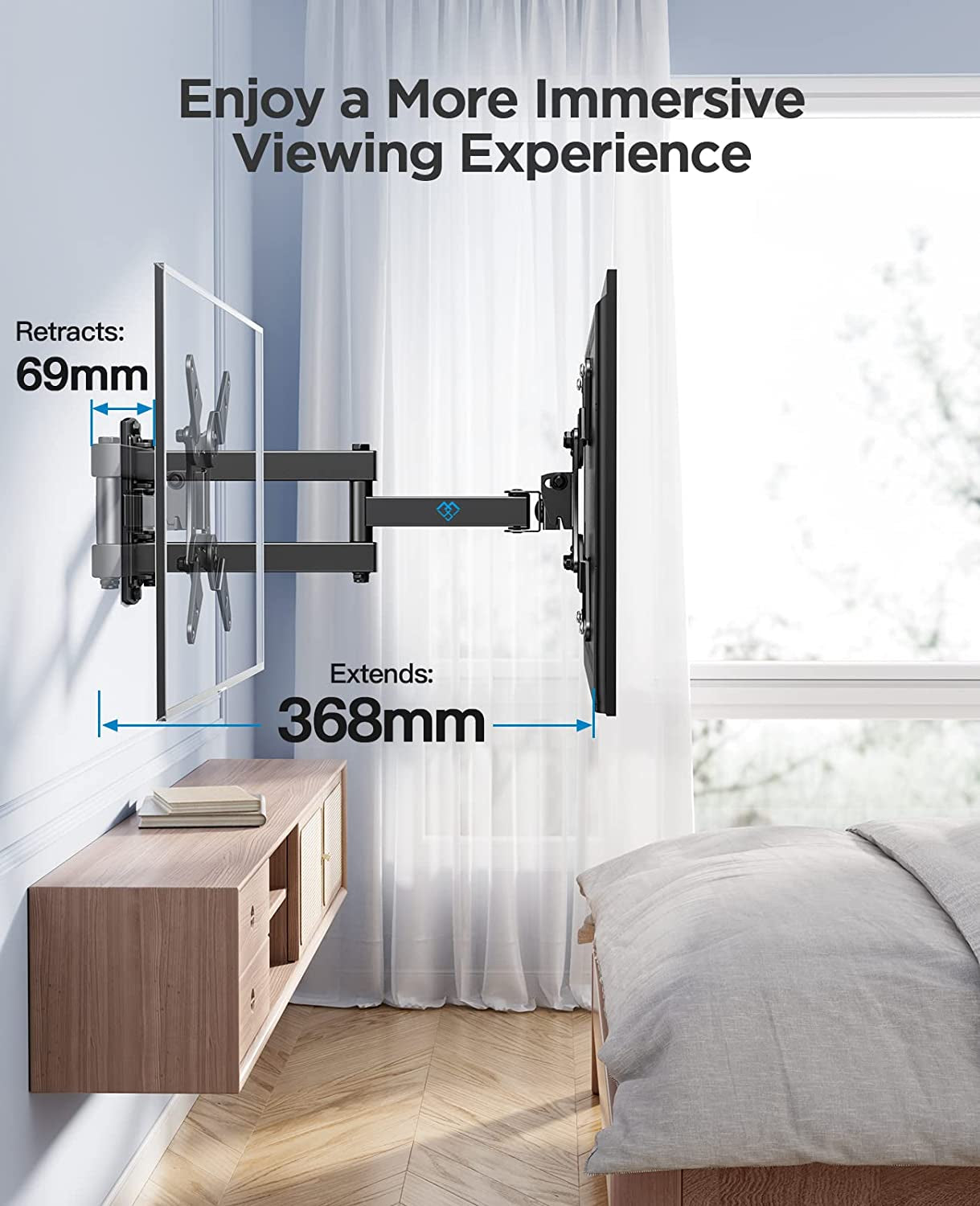 TV Wall Bracket for 13-42 Inch Tvs, Swivels Tilts TV Wall Mount for Flat & Curved TV,VESA 75X75Mm to 200X200Mm up to 20Kg