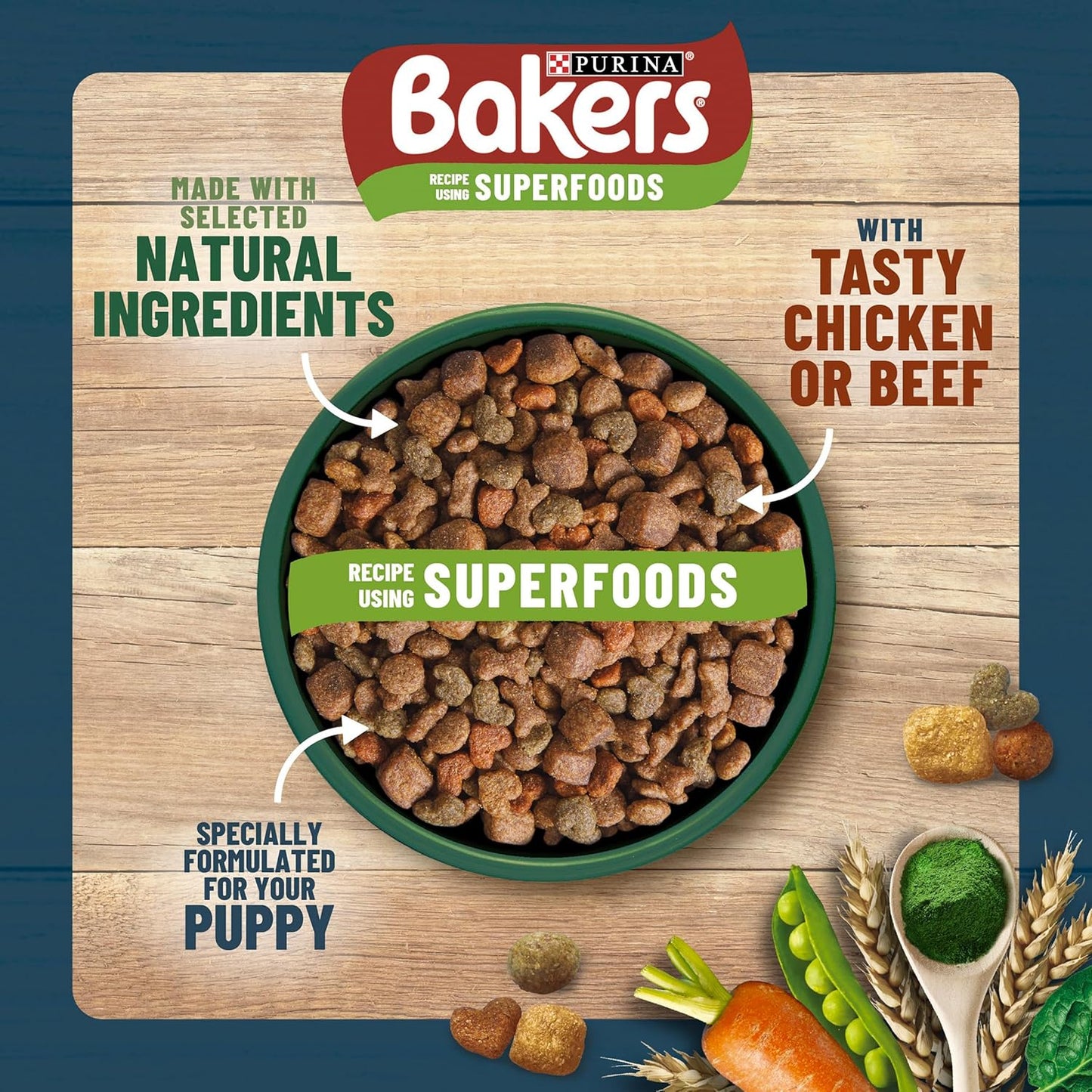 Puppy Dry Dog Food Chicken and Veg 2.85Kg, Pack of 4