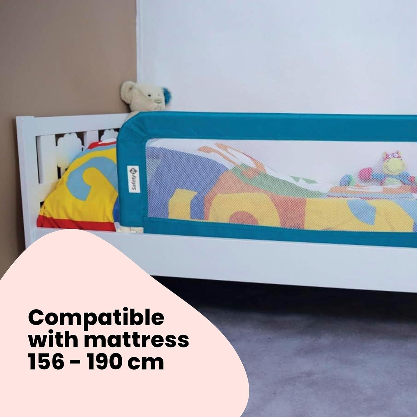 Portable Bed Rail, 106 X 42Cm,Foldable Bed Guard for Toddler Bed, 18 Months – 5 Years, Portable Travel Bed Guard, Mesh Fabric, Easy to Install, Automatic Lock, Easy to Transport, Blue